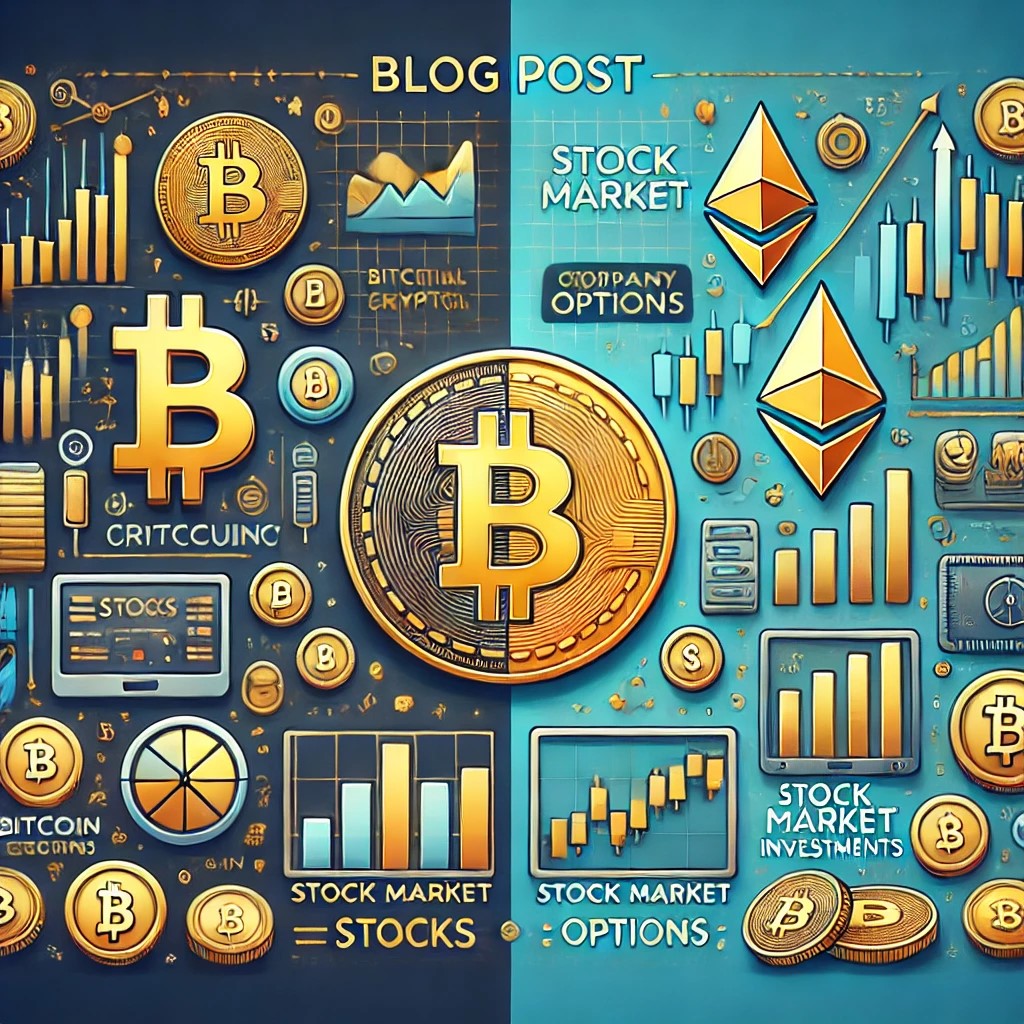 Comparación: Inversión en criptomonedas vs. inversión en acciones y opciones